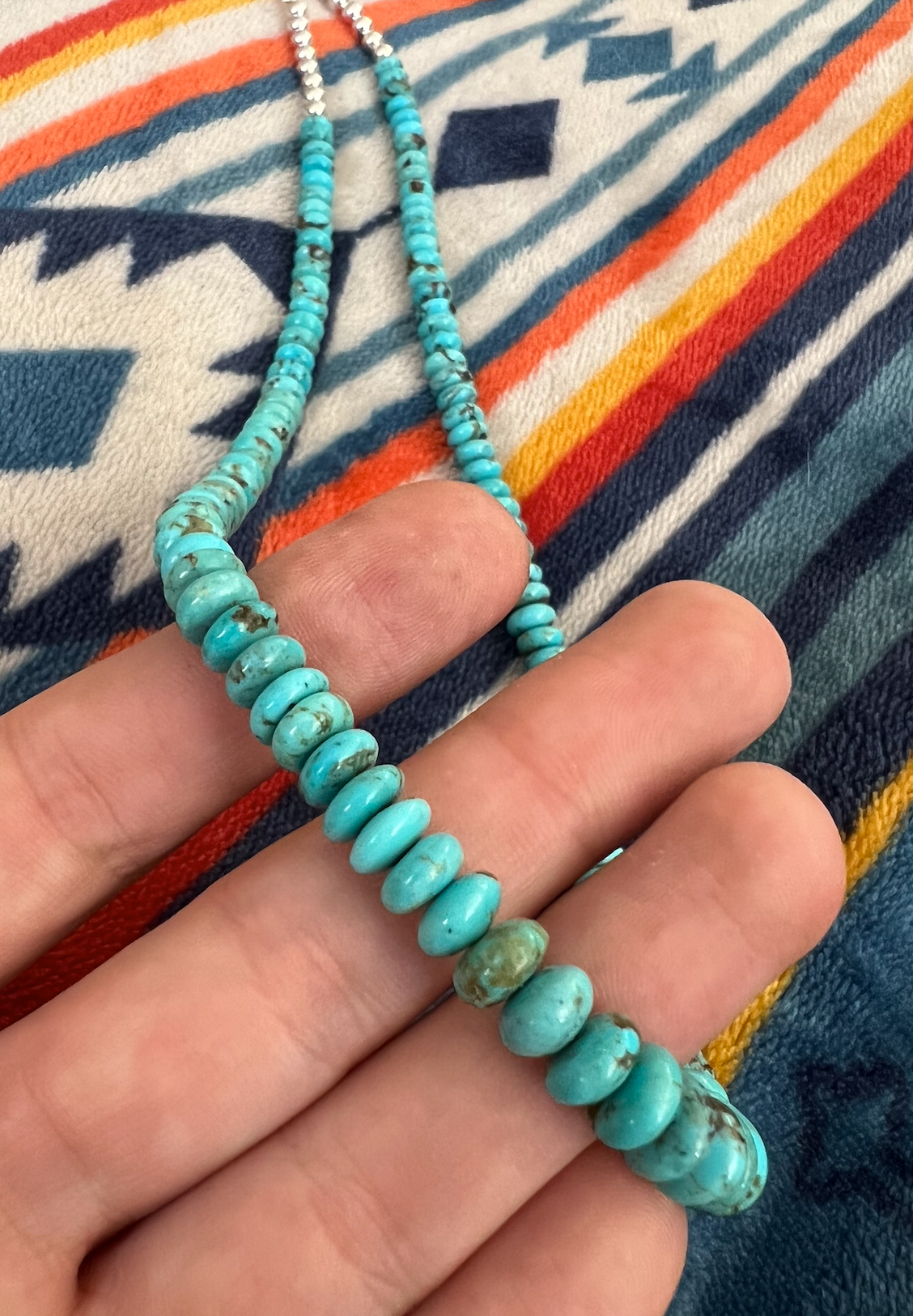 Turquoise Necklace with Round Beads 18"