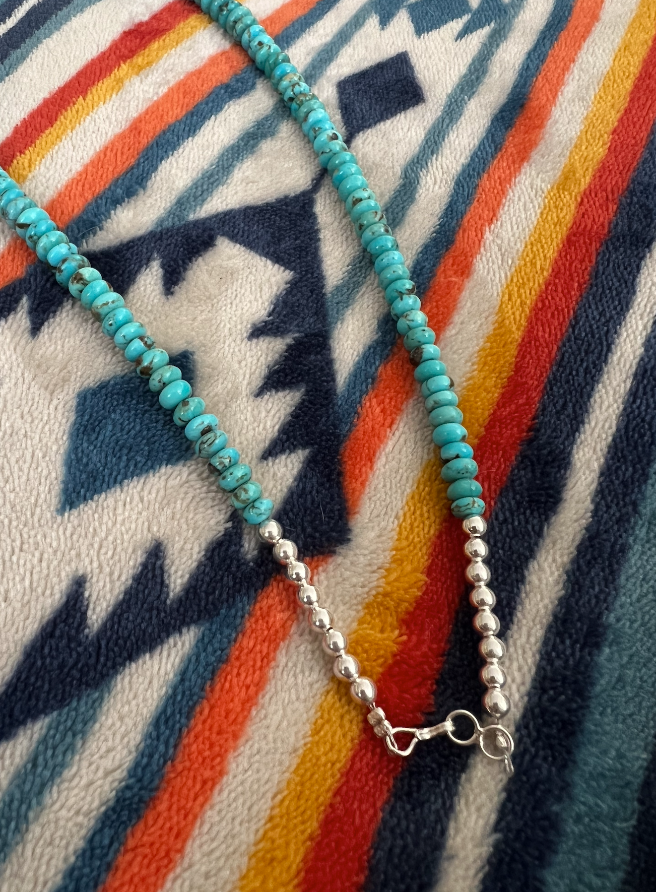 Turquoise Necklace with Round Beads 18"