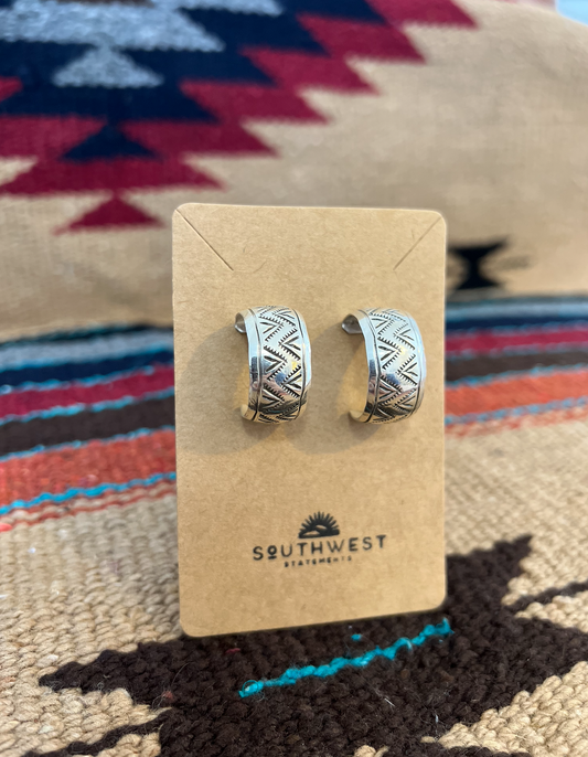 Silver Navajo Hoop Earrings