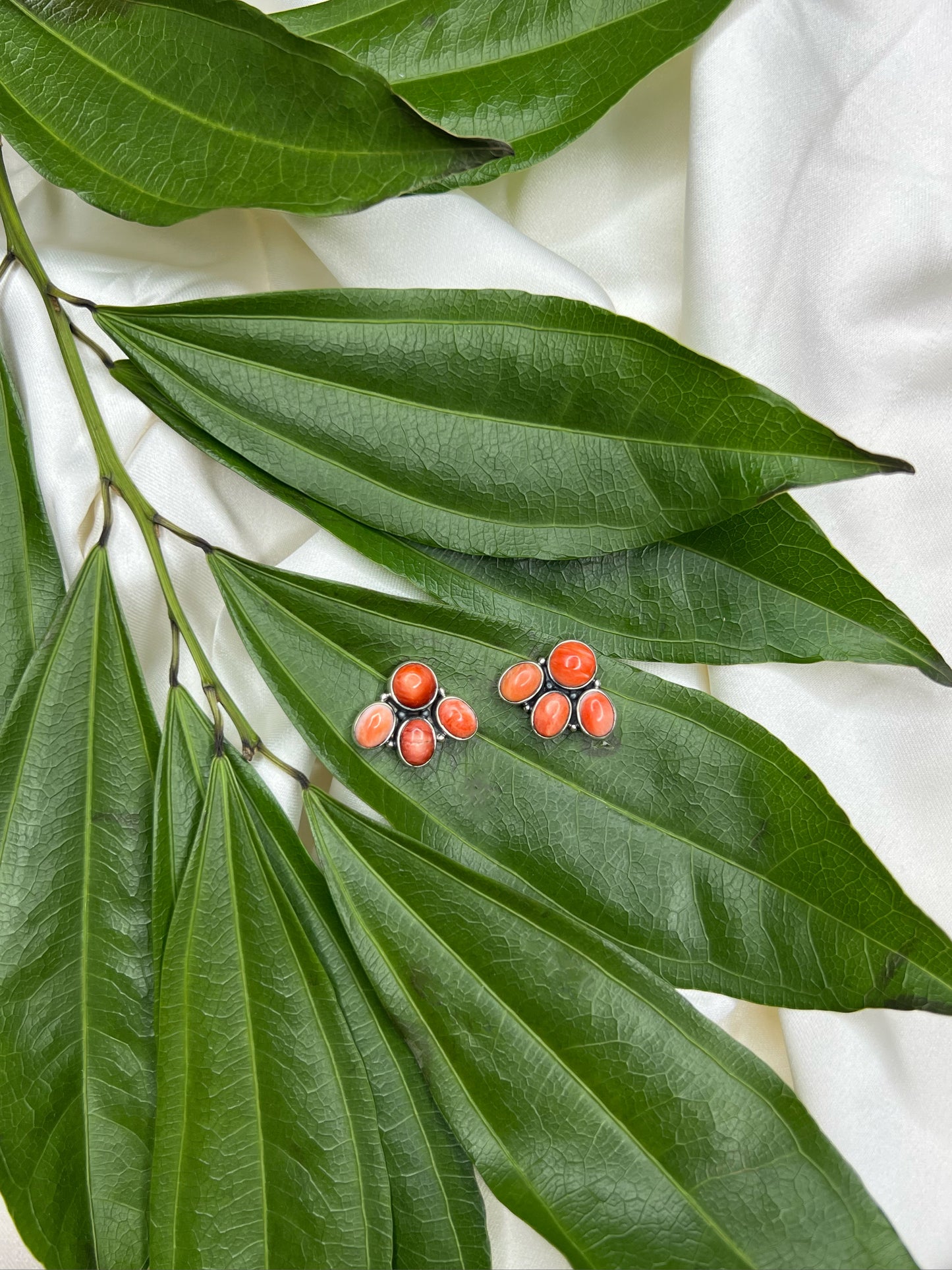 Spiny Oyster Cluster Stud Earrings