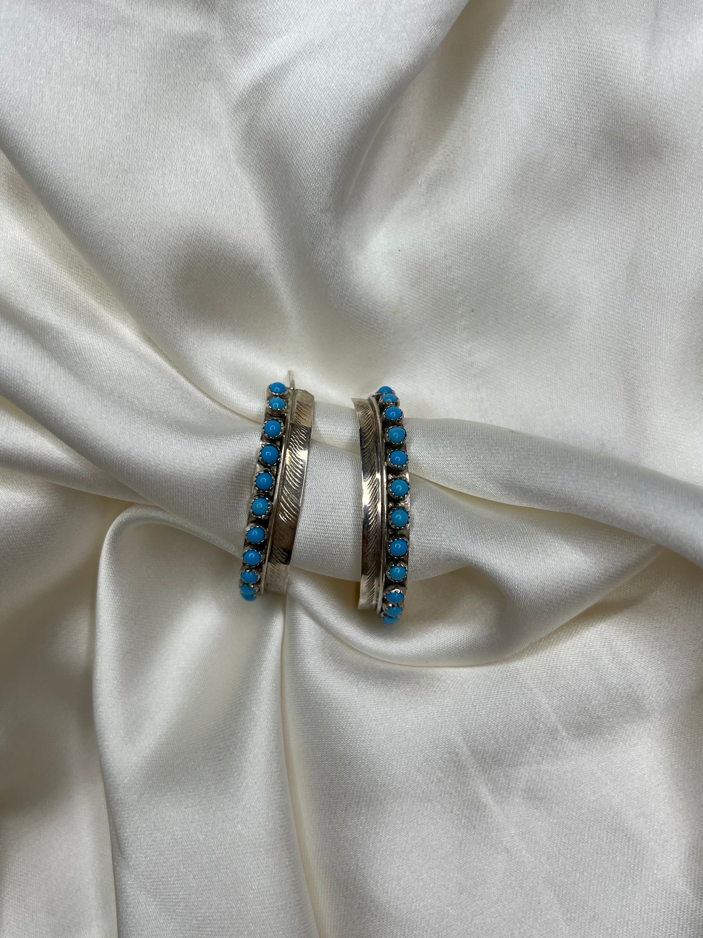 Kingman Turquoise | Silver Hoop Earrings *BACK IN STOCK*