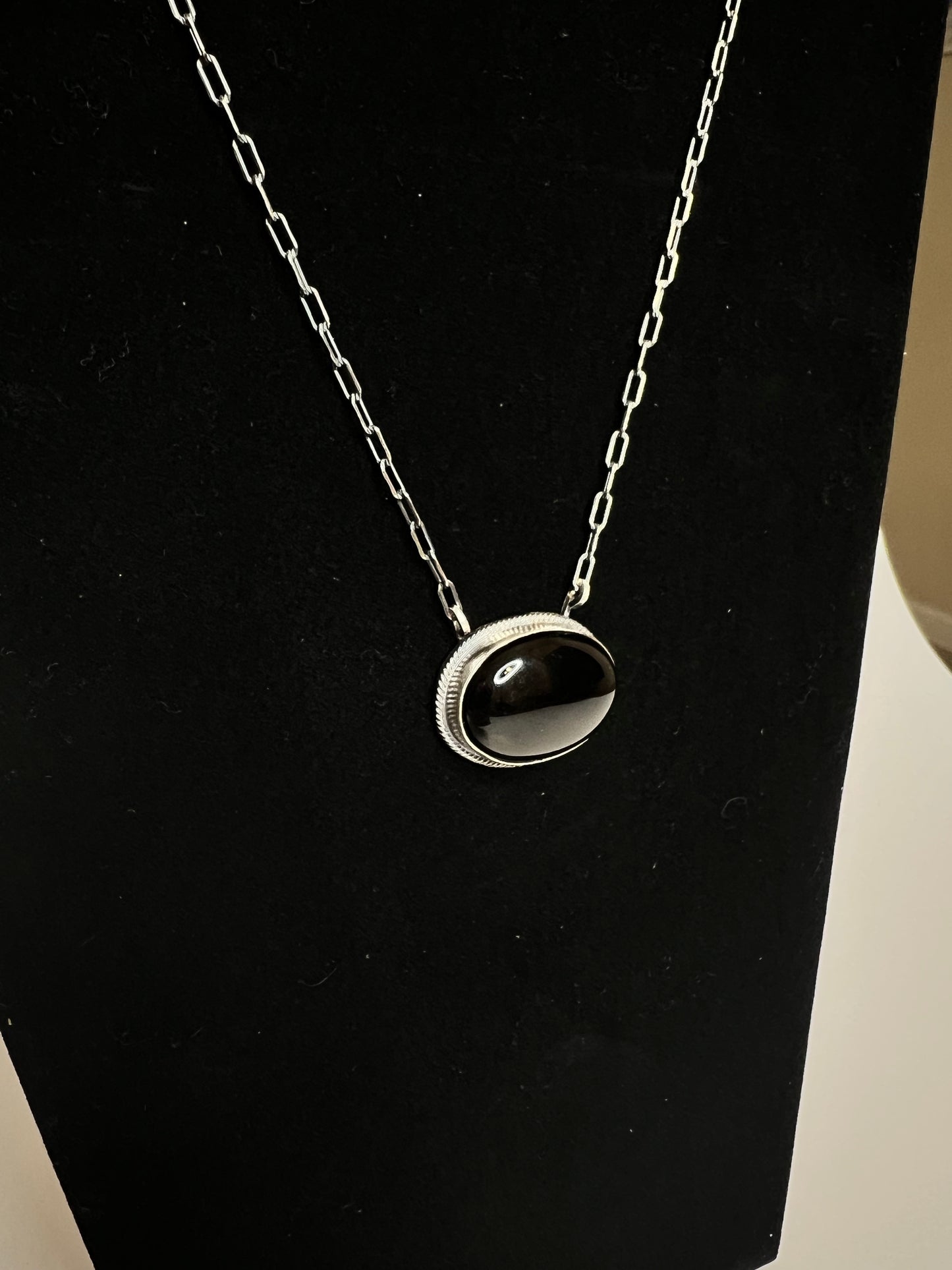 Black Onyx Stone Chain Necklace