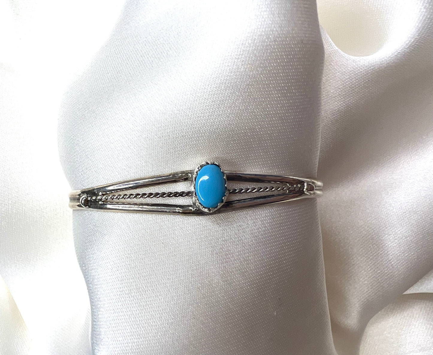 Silver Turquoise Baby Cuff