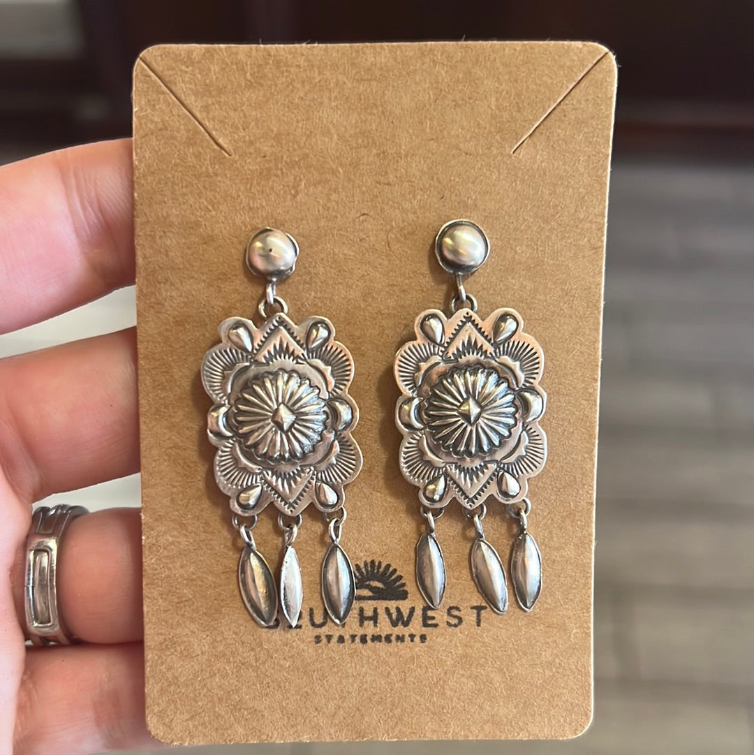 Hand stamped concho earrings