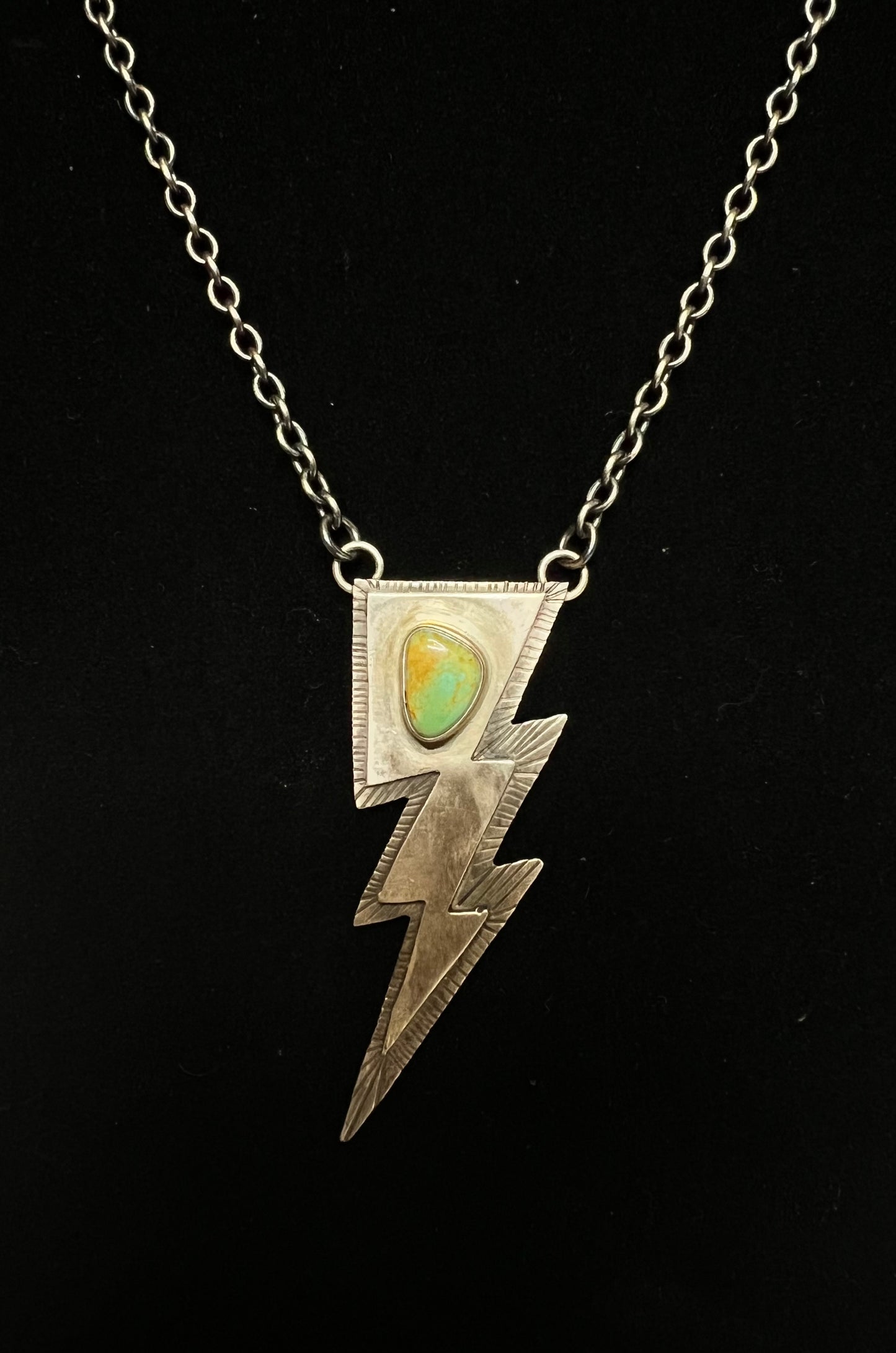 Lightening Bolt Turquoise Chain Necklace