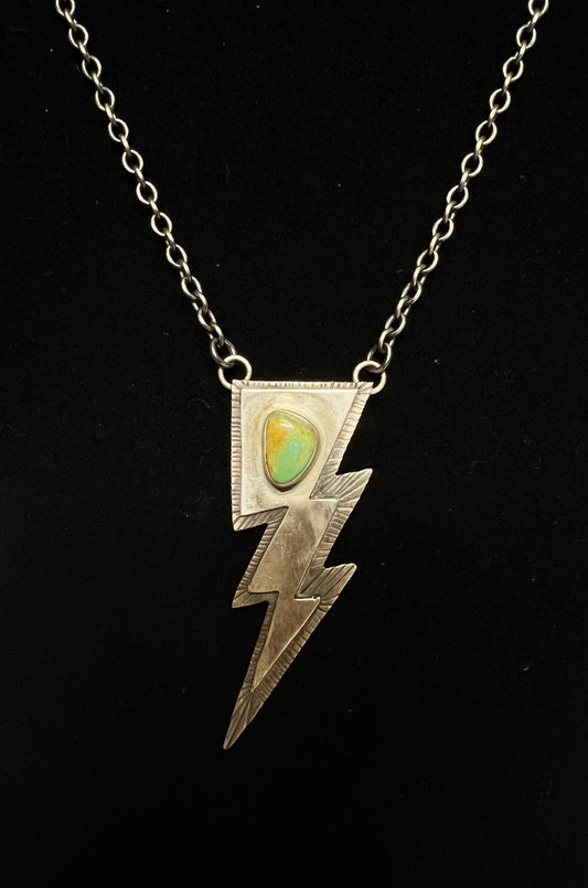 Lightening Bolt Turquoise Chain Necklace