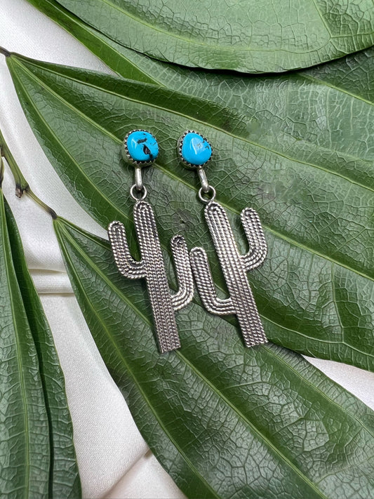 Turquoise and Cactus Earrings