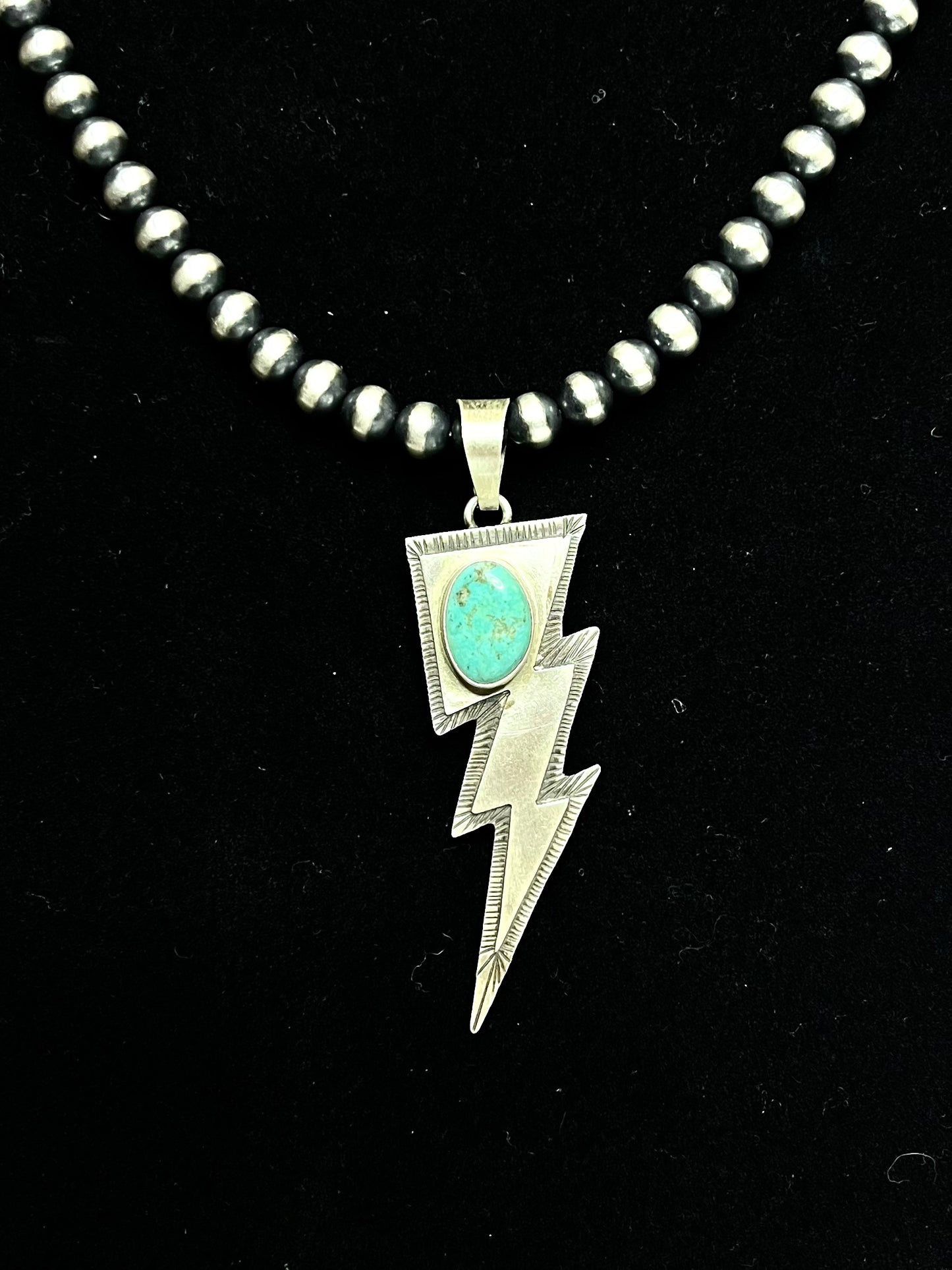 Lightening Bolt and Turquoise Pendant