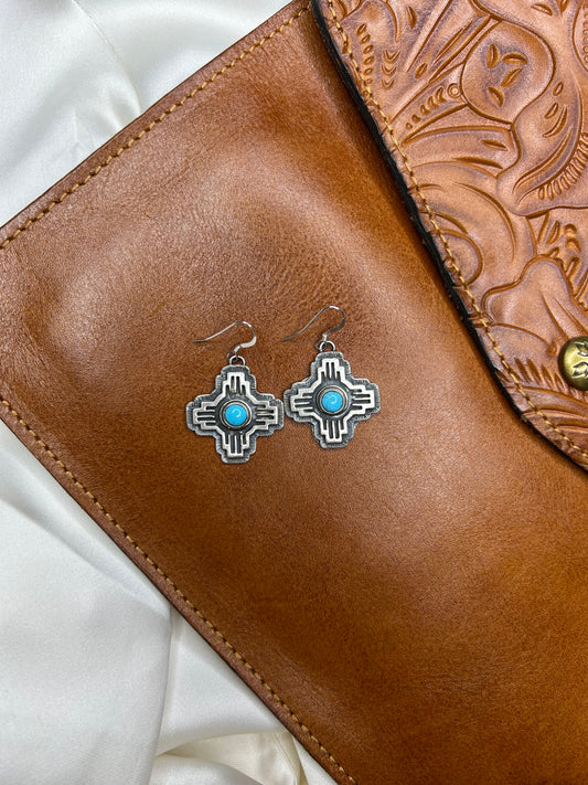 Zia Turquoise and Silver Dangle Earrings