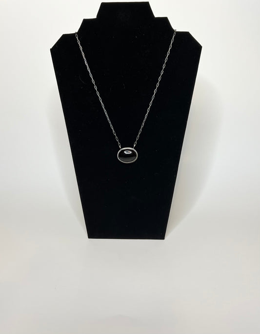 Black Onyx Stone Chain Necklace