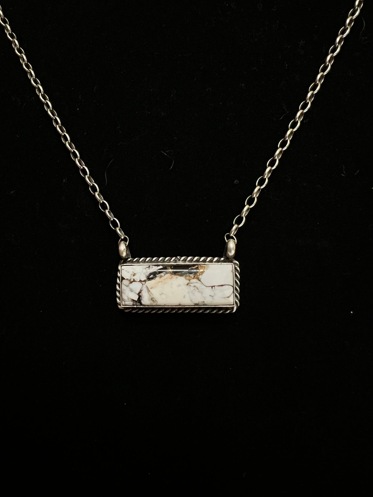 White Buffalo Onyx Bar Necklace