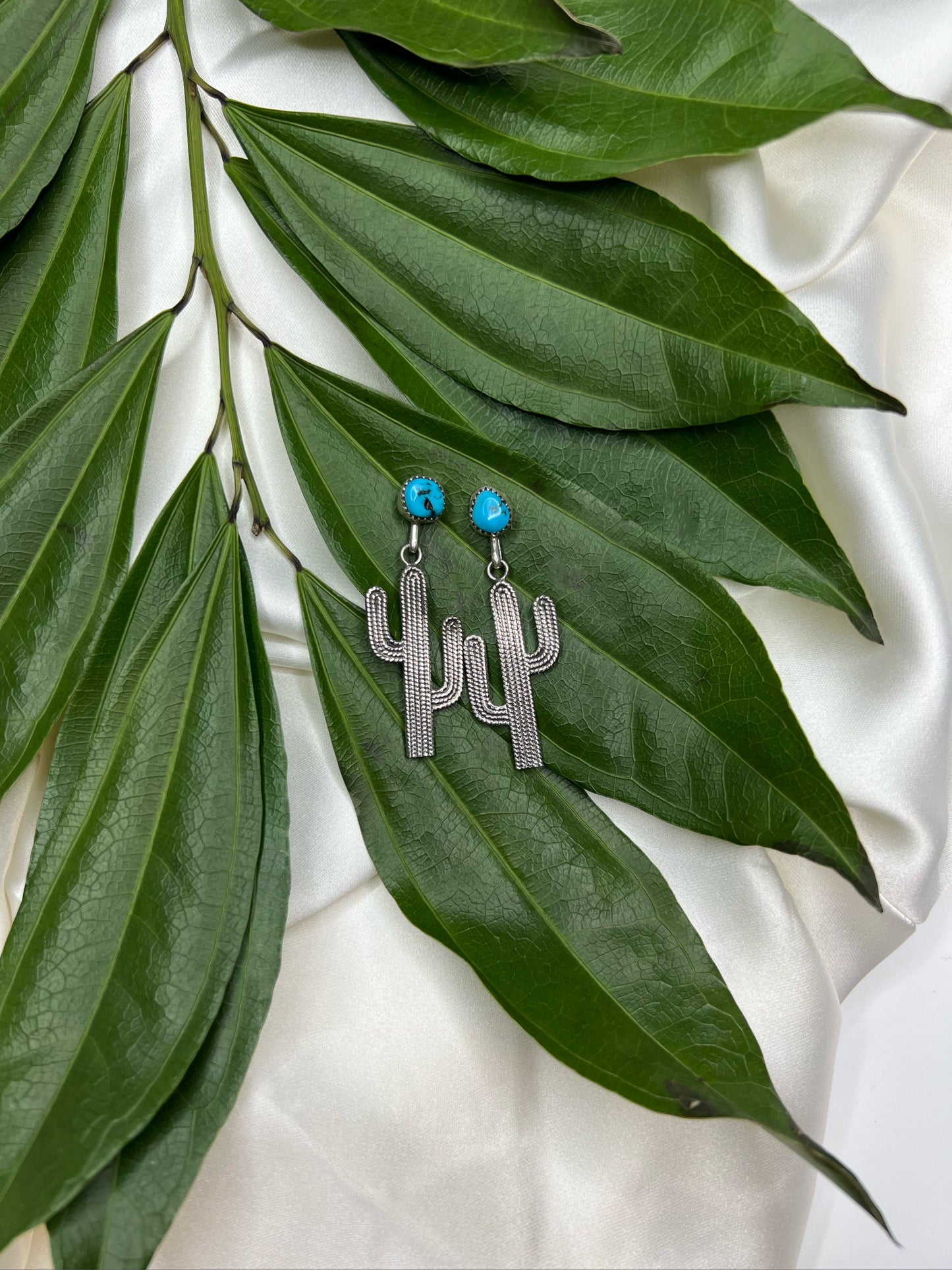 Turquoise and Cactus Earrings